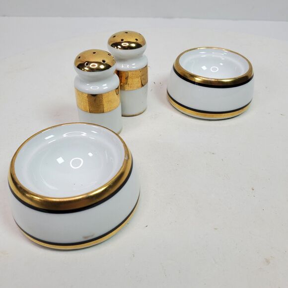 Mid Century Lusterware & Gold Salt Pepper Egg Bowls Japan Set NO STOPPERS - Picture 5 of 8